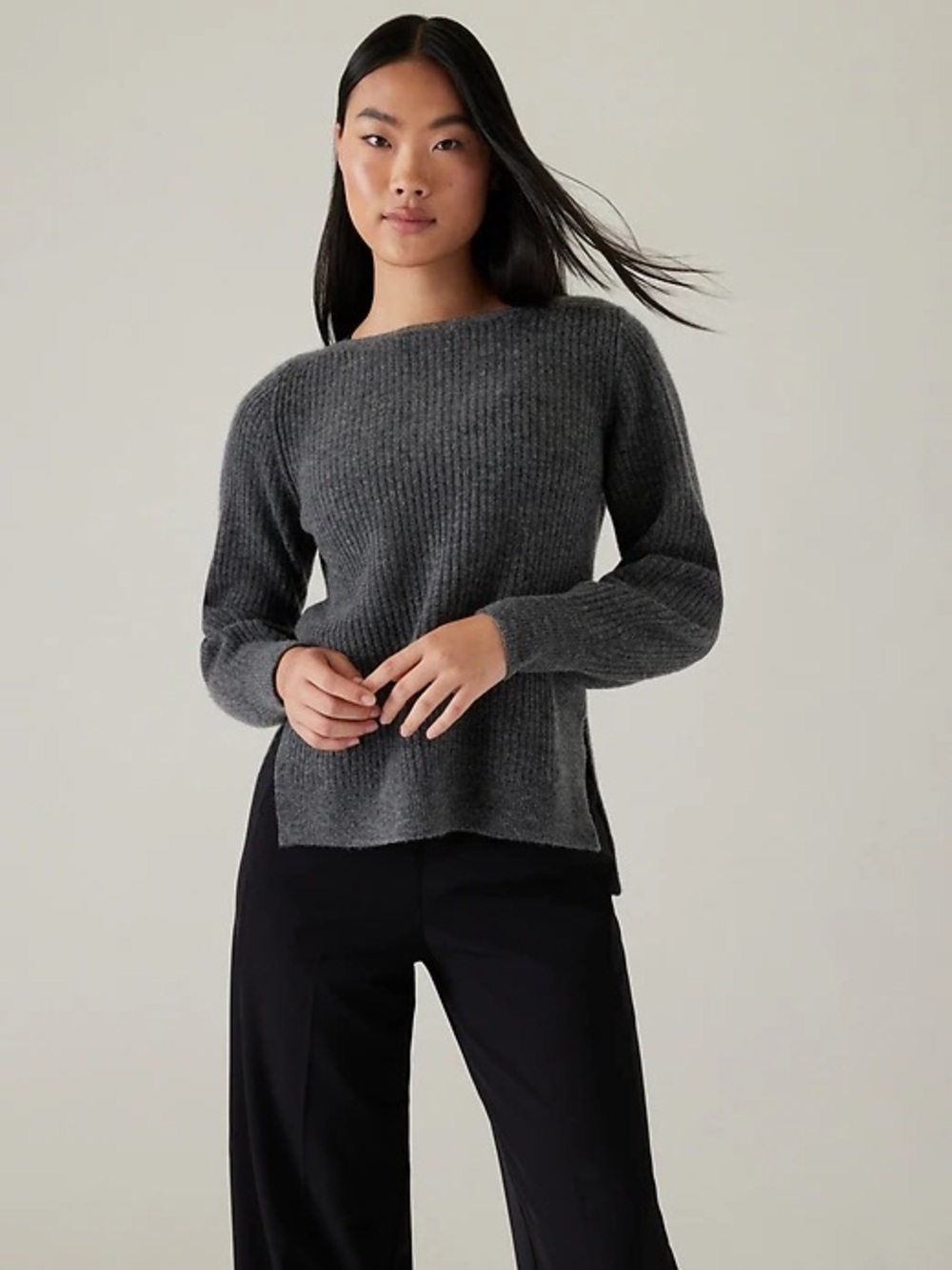 Athleta Charcoal Ribbed Sweater